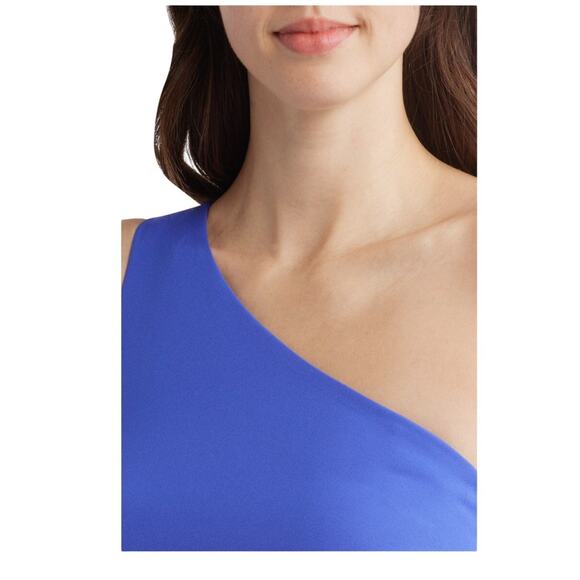 Eliza J one shoulder midi asymmetrical cocktail dress blue 4 - Picture 4 of 12